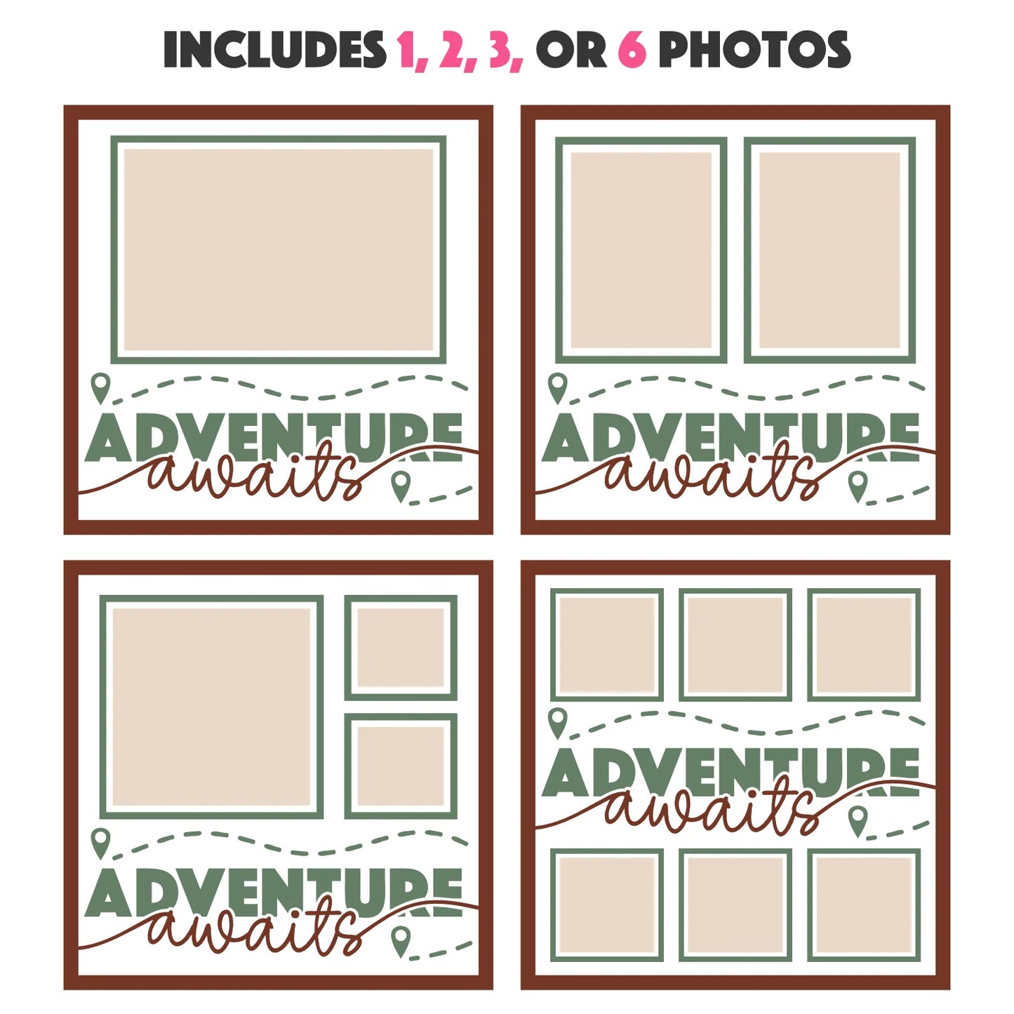 Adventure Awaits Picture Frame Layered 8x8 Shadow Box