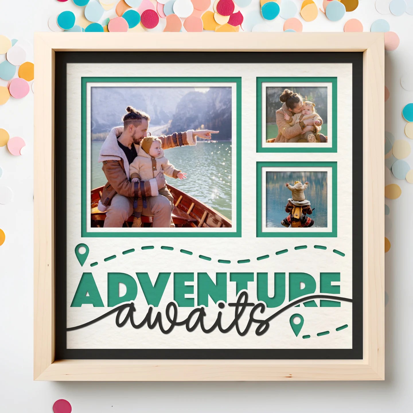 Adventure Awaits Picture Frame Layered 8x8 Shadow Box
