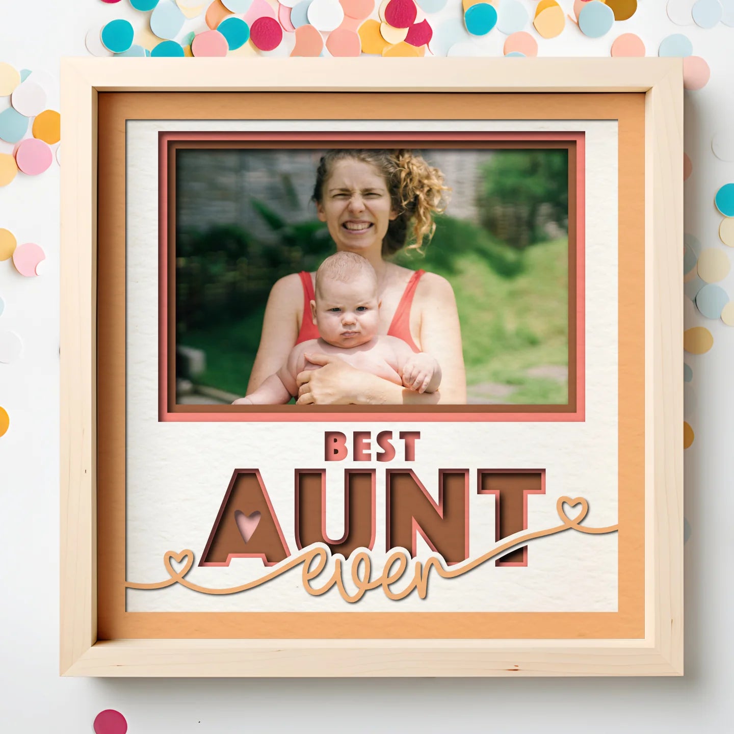Best Aunt Ever Picture Frame Layered 8x8 Shadow Box