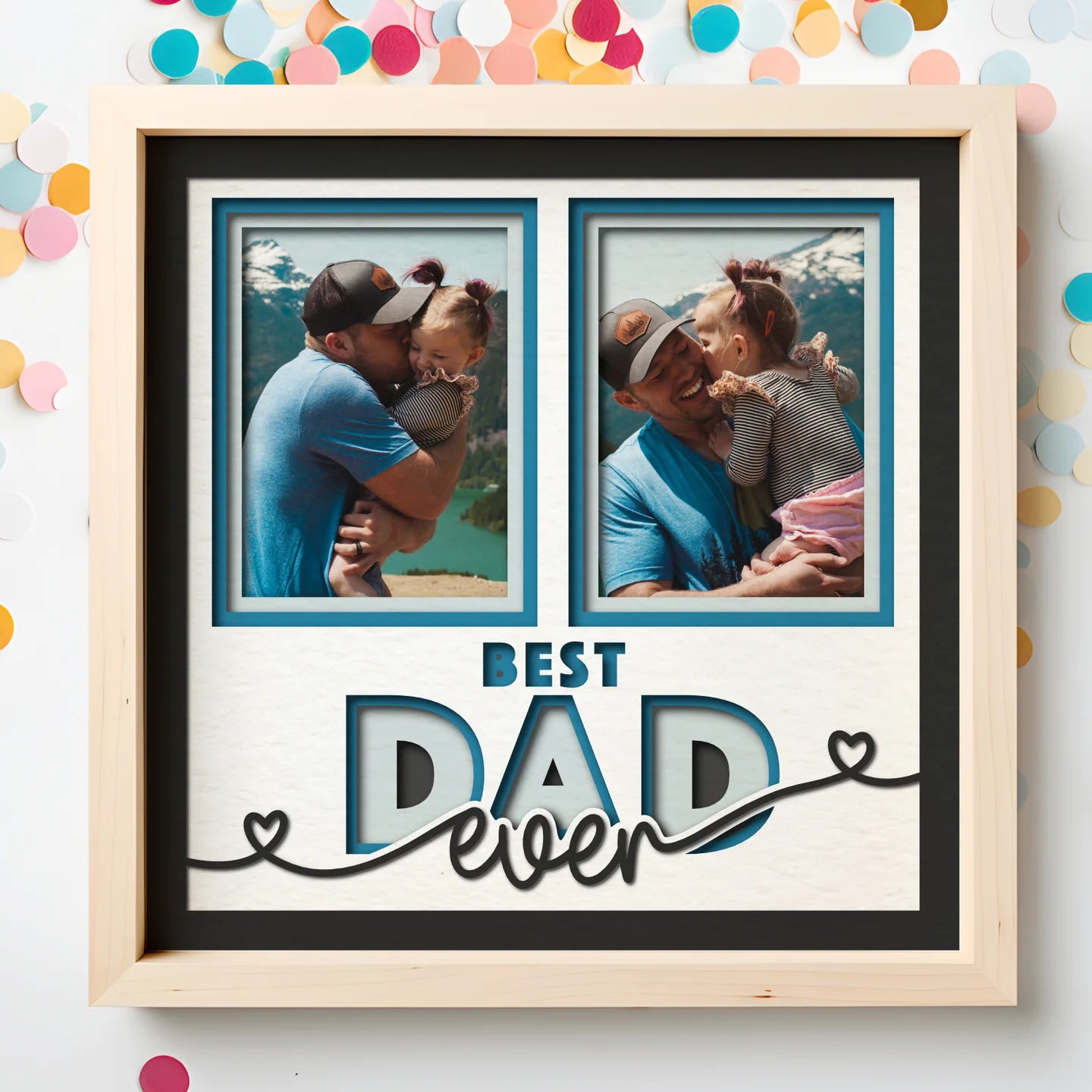 Best Dad Ever Picture Frame Layered 8x8 Shadow Box