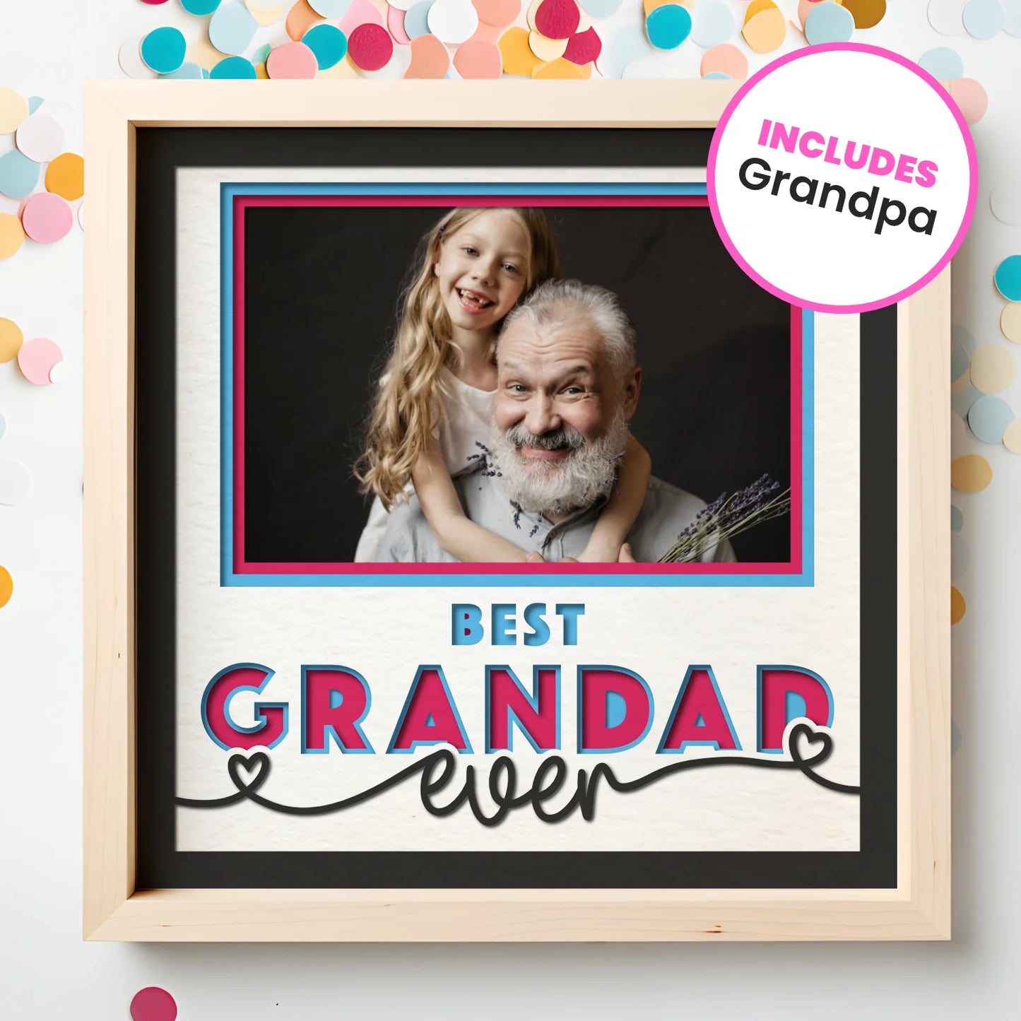 Best Grandpa (Grandad) Ever Picture Frame Layered 8x8 Shadow Box