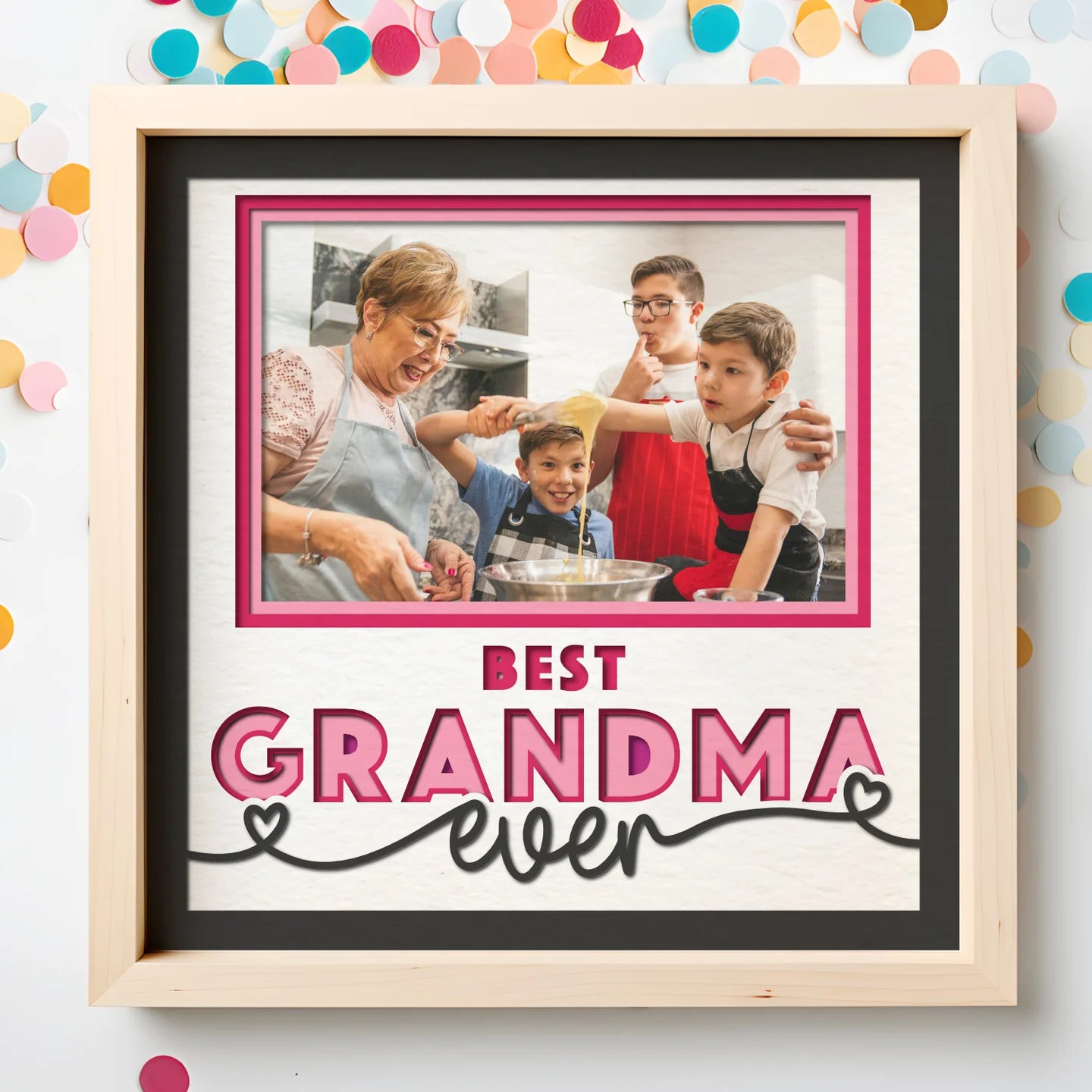 Best Grandma Ever Picture Frame Layered 8x8 Shadow Box