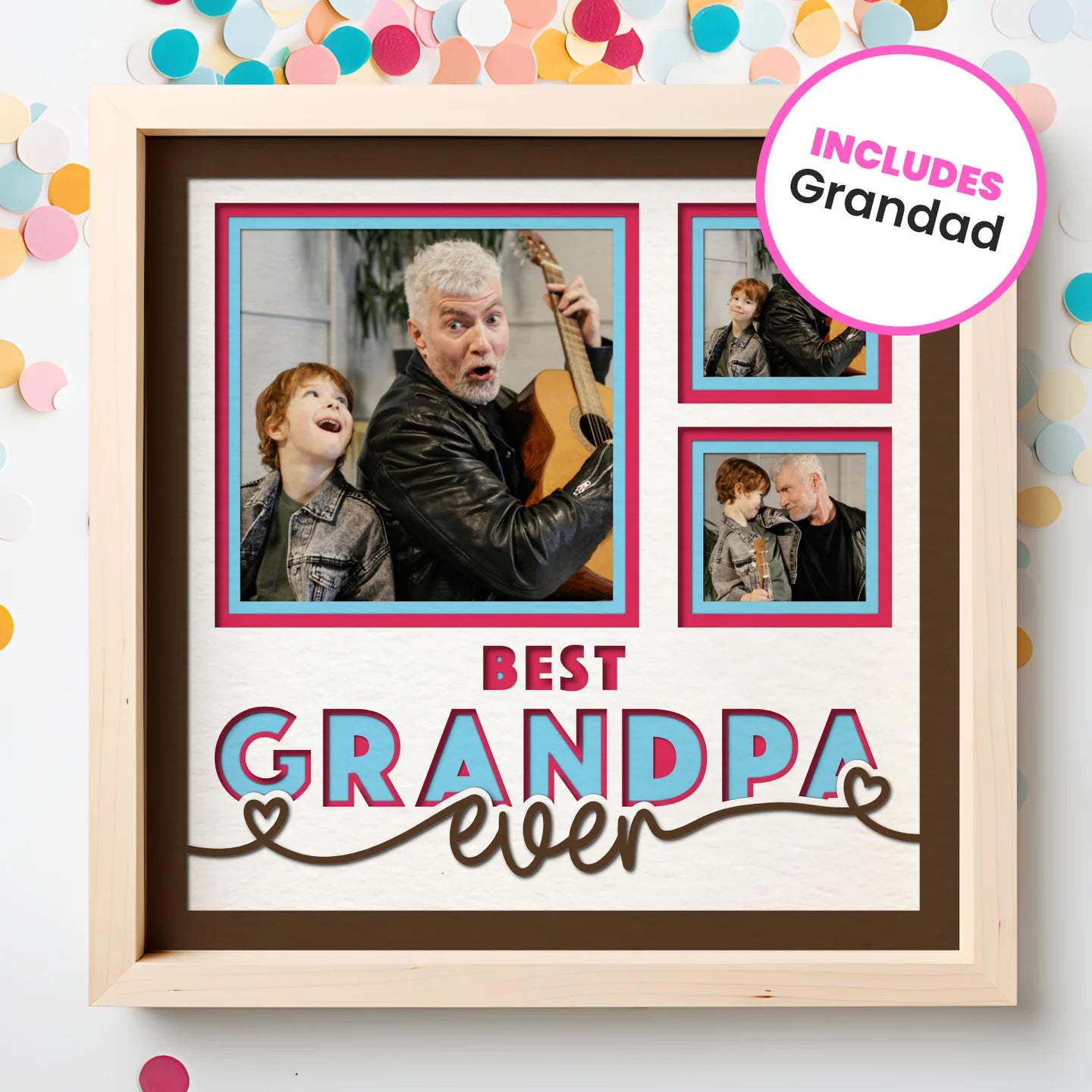 Best Grandpa (Grandad) Ever Picture Frame Layered 8x8 Shadow Box