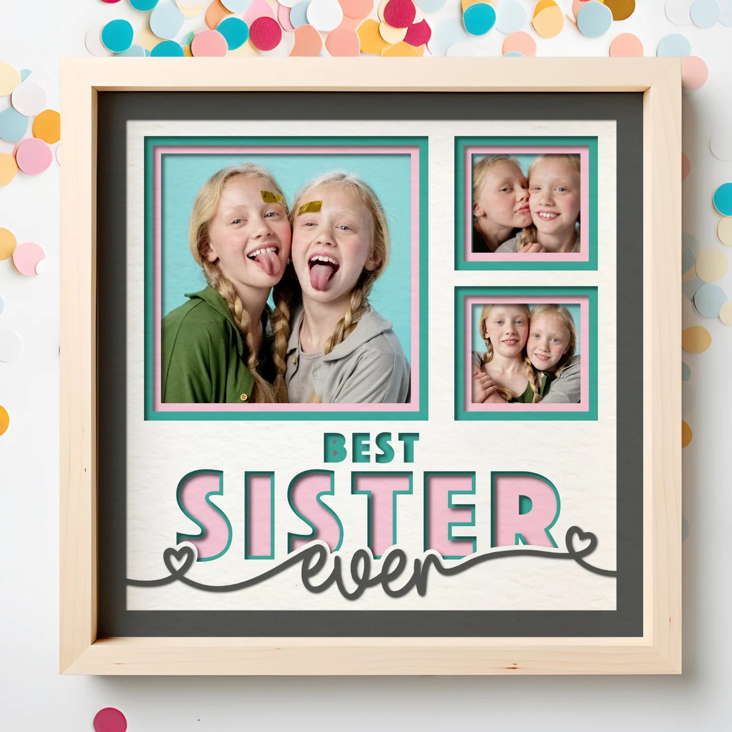 Best Sister Ever Picture Frame Layered 8x8 Shadow Box
