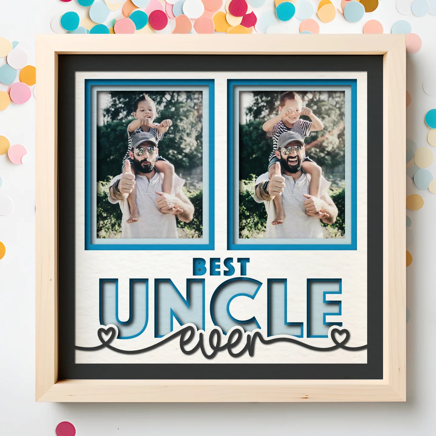 Best Uncle Ever Picture Frame Layered 8x8 Shadow Box