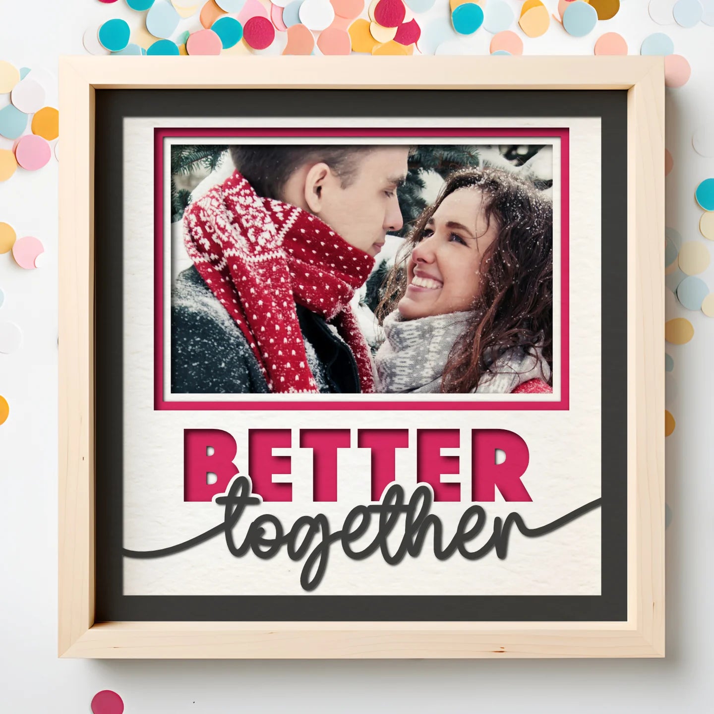 Best Together Couple Picture Frame Layered 8x8 Shadow Box