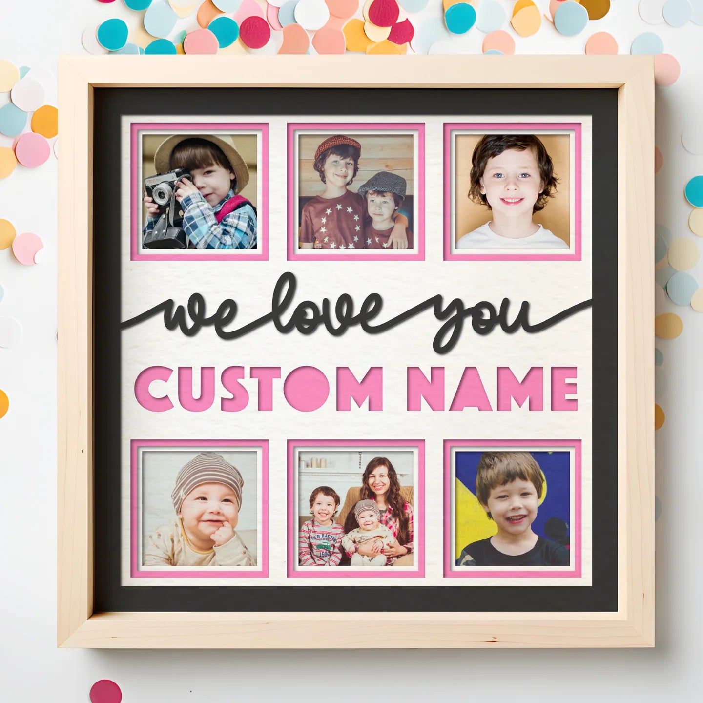 Customizable Love You Picture Frame Layered 8x8 Shadow Box