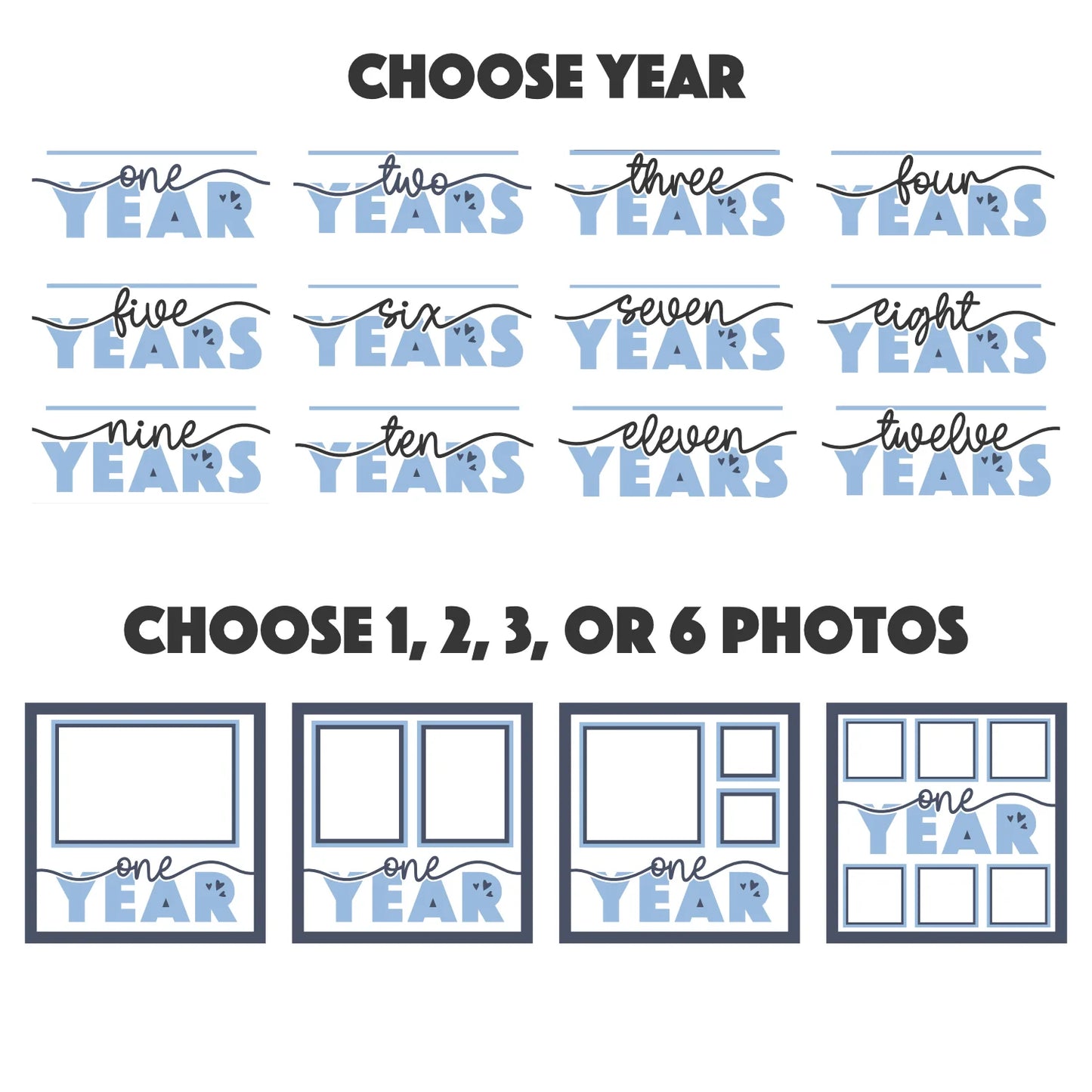 Child Yearly Milestone (Year 7 - 12) Picture Frame Layered 8x8 Shadow Box