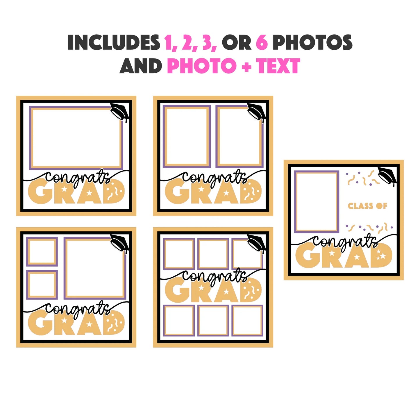 Congrats Grad Picture Frame Layered 8x8 Shadow Box