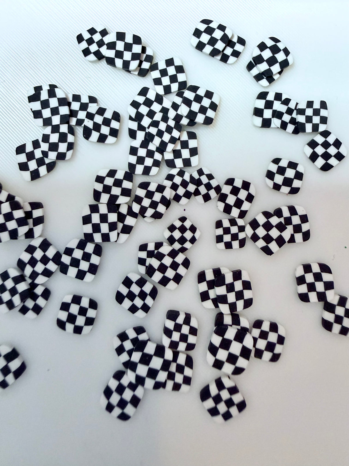 Checked Square Polymer Clay Pieces