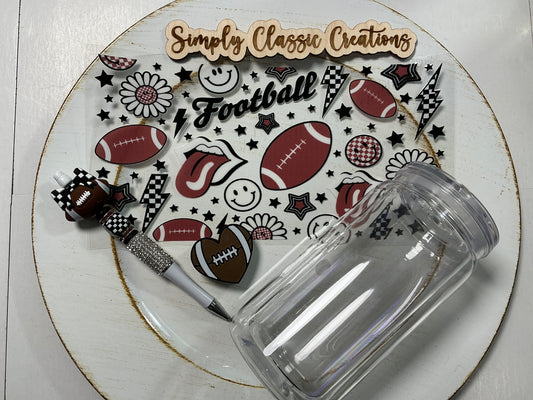 16 oz Acrylic Tumblers with Pen & Keychain Set - Football