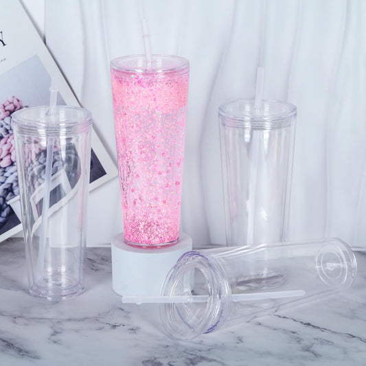 24 oz Acrylic Snow Globe Tumblers – Shake, Sip & Show Off!