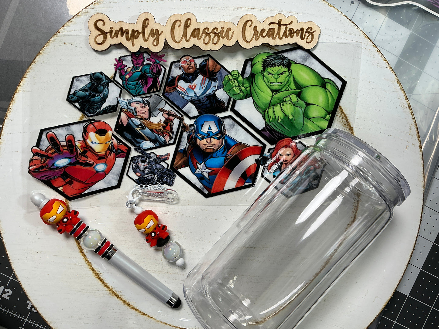 16 oz Acrylic Tumblers with Pen & Keychain Set – Avengers (Ironman)