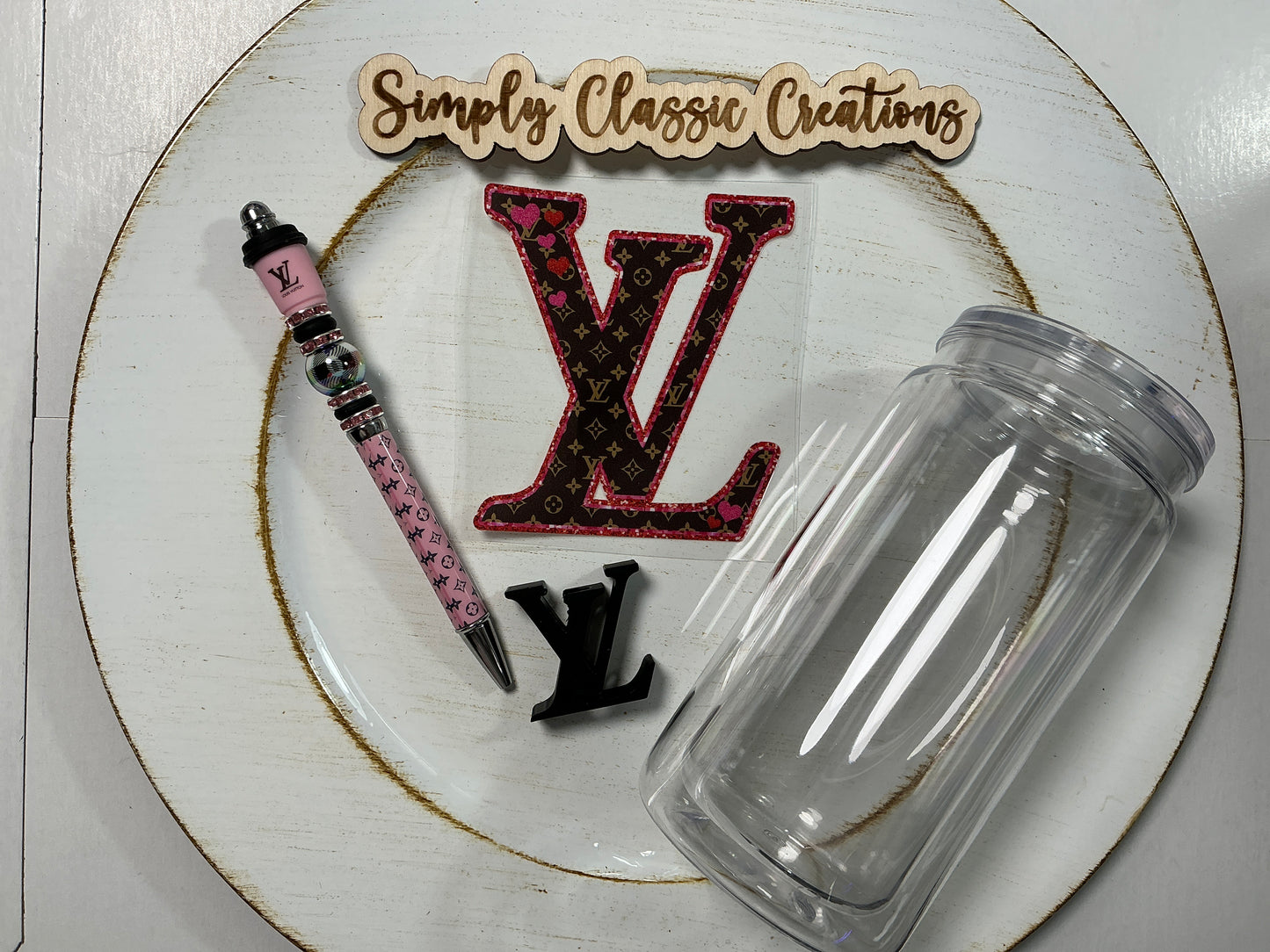 16 oz Acrylic Tumblers with Pen & Keychain Set - Louis Vuitton