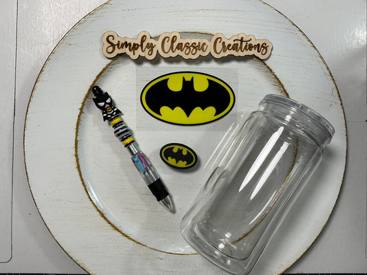 16 oz Acrylic Tumblers with Pen & Keychain Set - Batman