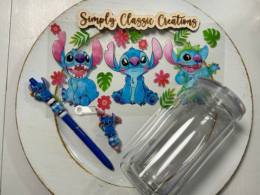16 oz Acrylic Tumblers with Pen & Keychain Set - Stitch (three)