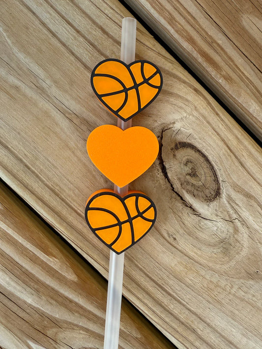 Basketball Heart - 3D Straw Topper