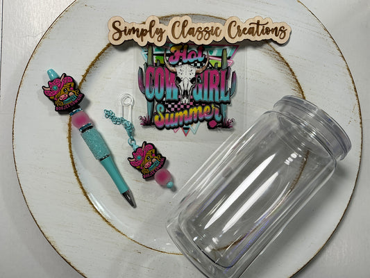 16 oz Acrylic Tumblers with Pen & Keychain Set - Boujee Cowgirl