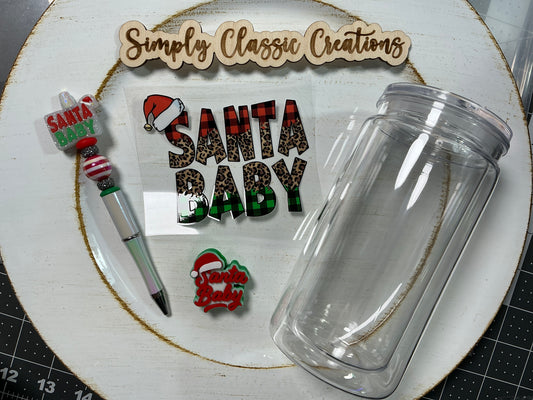 16 oz Acrylic Tumblers with Pen & Keychain Set – Santa Baby