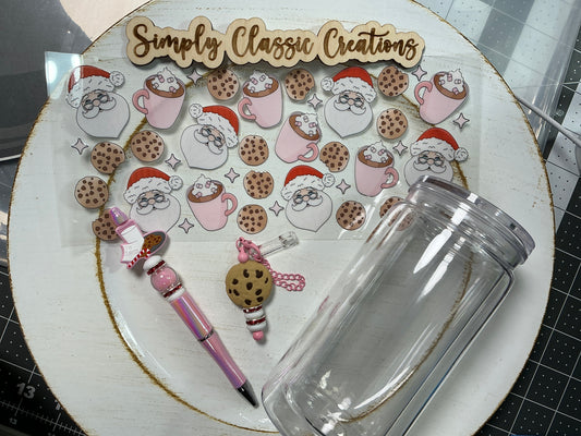 16 oz Acrylic Tumblers with Pen & Keychain Set – Santa and Cookies