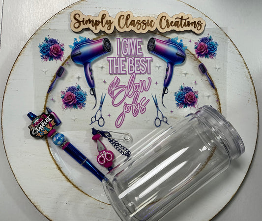 16 oz Acrylic Tumblers with Pen & Keychain Set – Hair Stylist (blow)