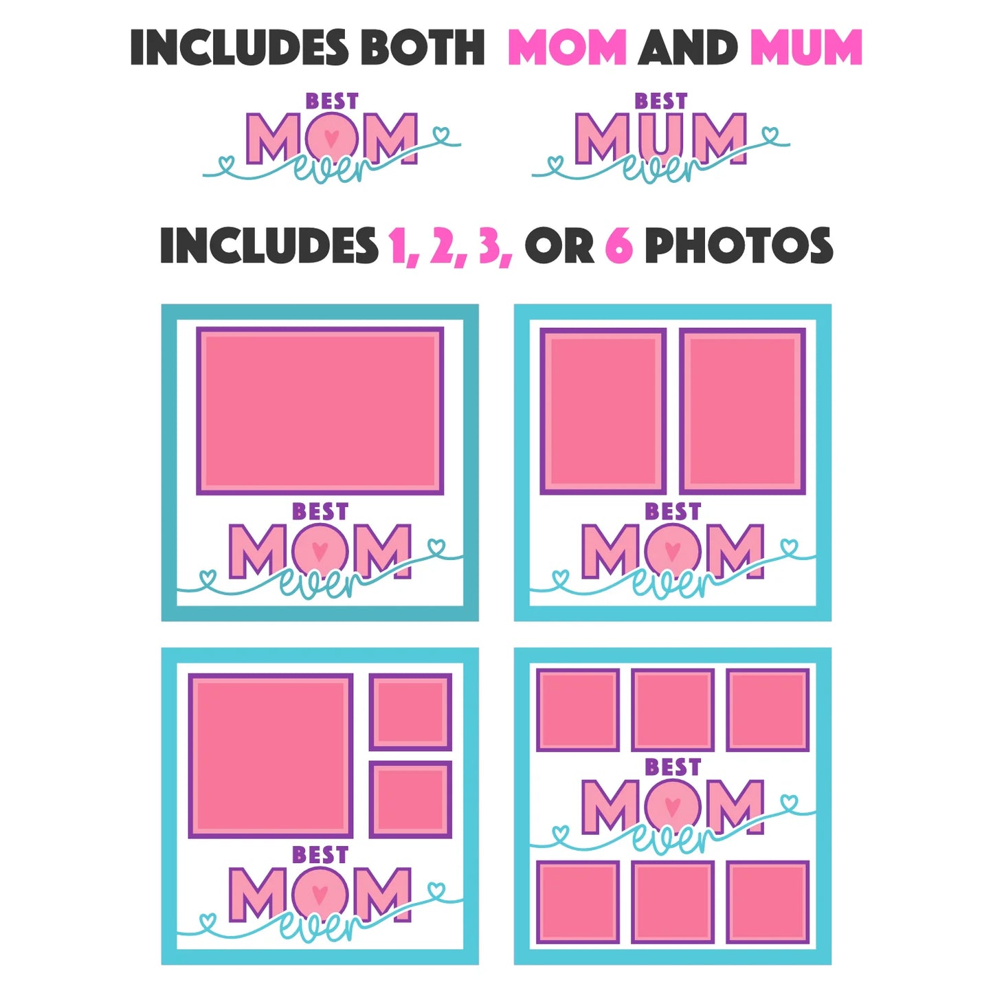 Best Mom (Mum) Ever Picture Frame Layered 8x8 Shadow Box
