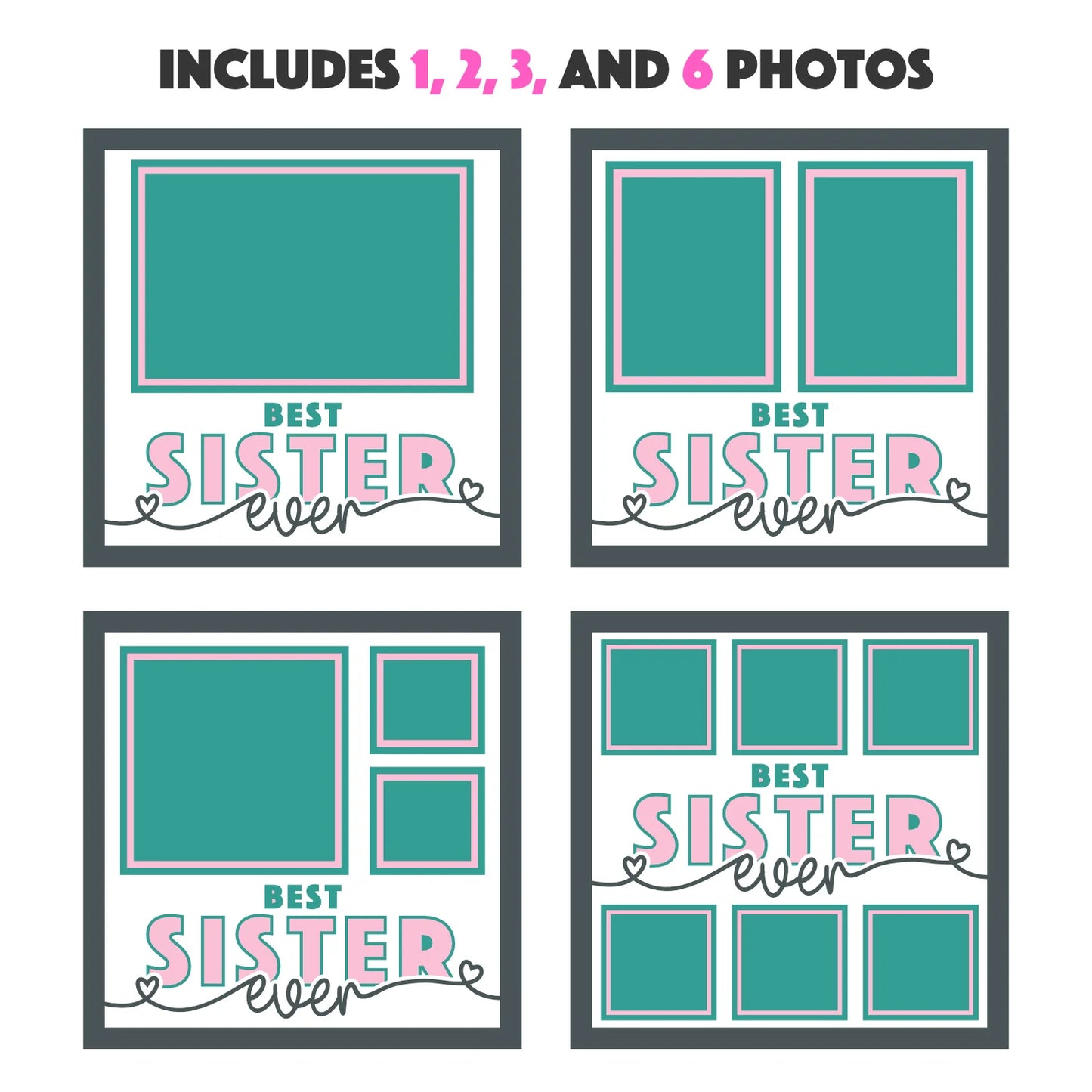 Best Sister Ever Picture Frame Layered 8x8 Shadow Box