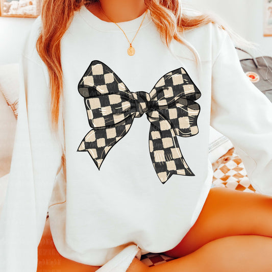 Large Black Check Bow