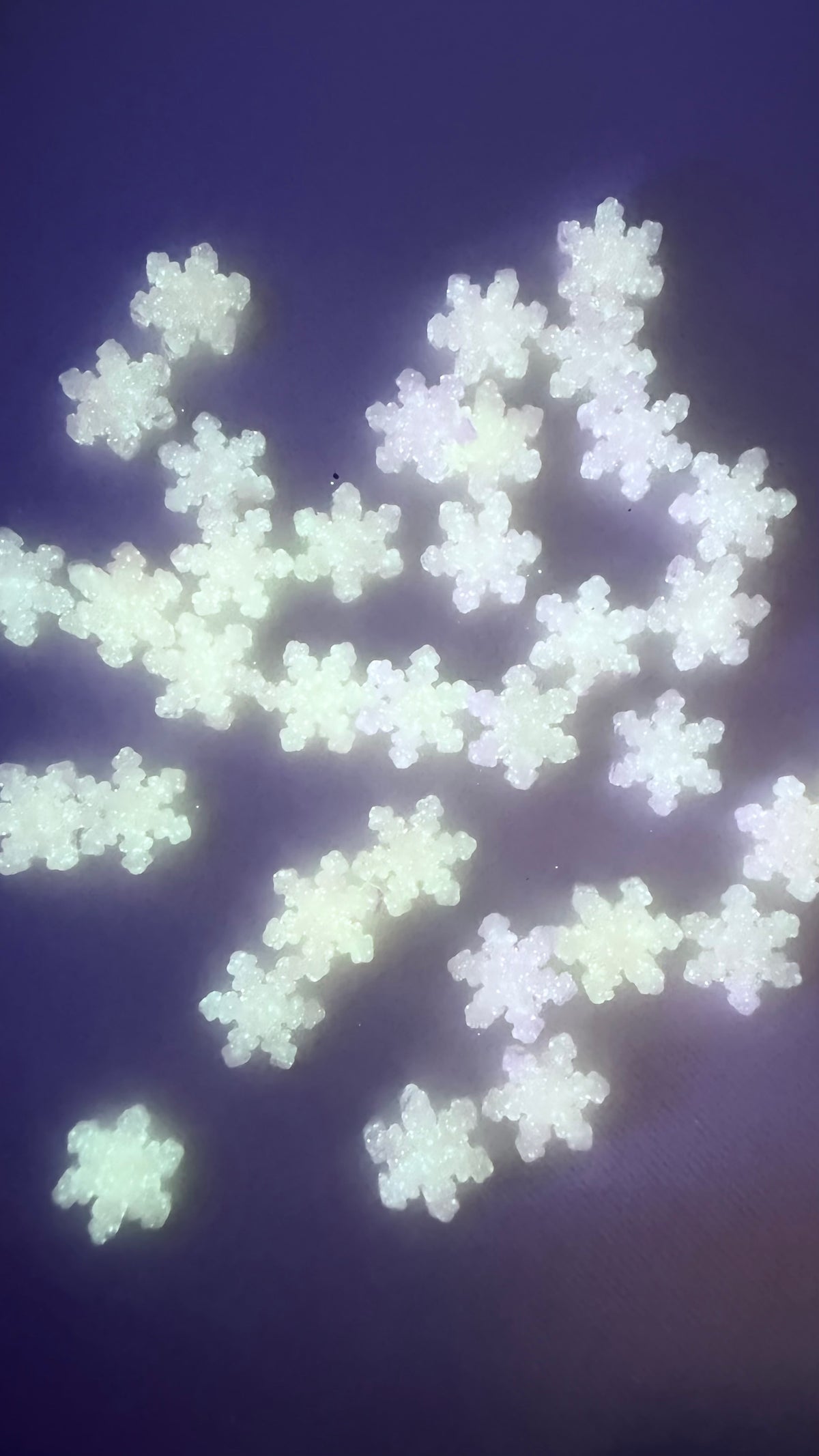Pink Snowflake Glow Polymer Clay Pieces