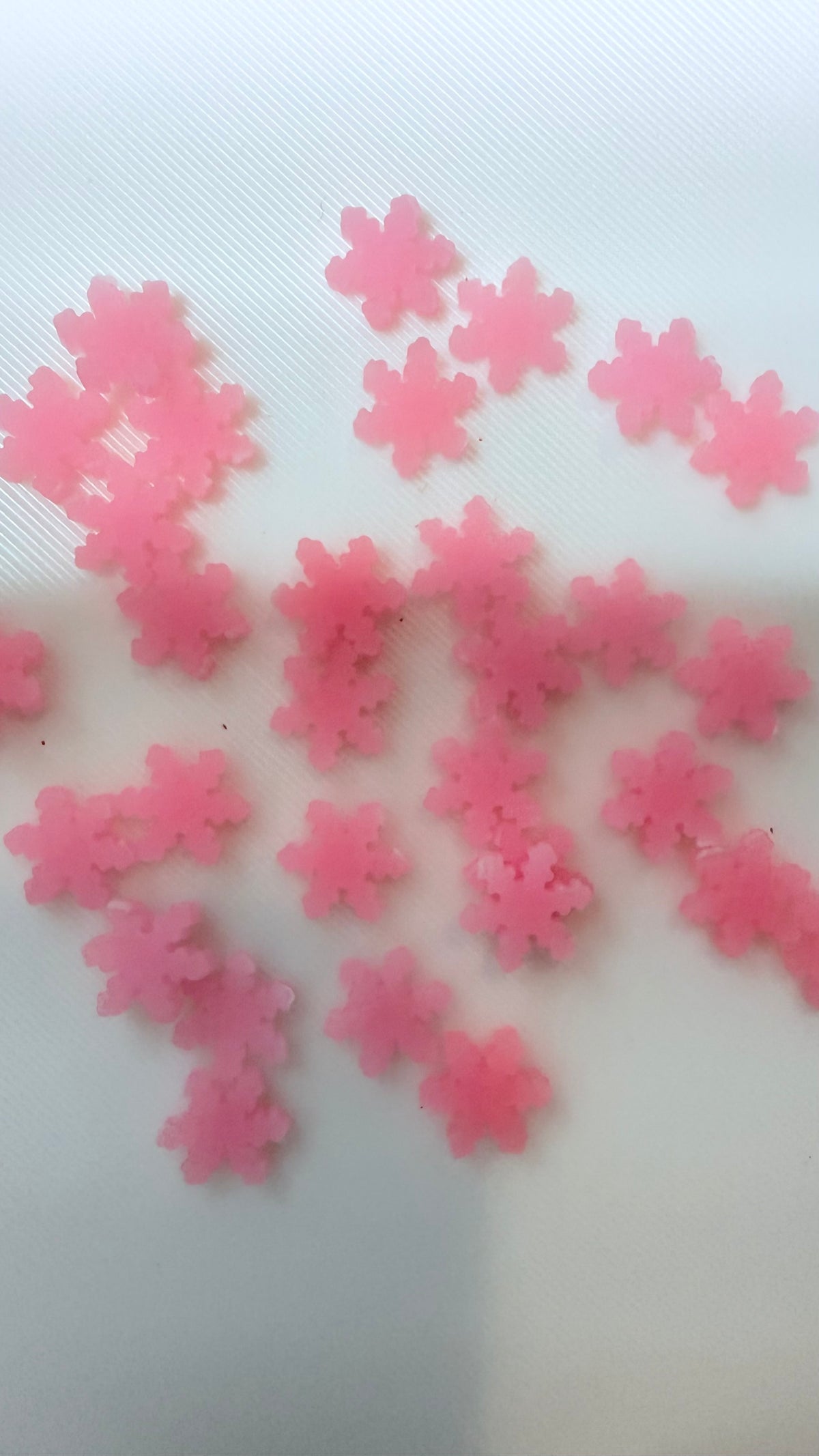 Pink Snowflake Glow Polymer Clay Pieces